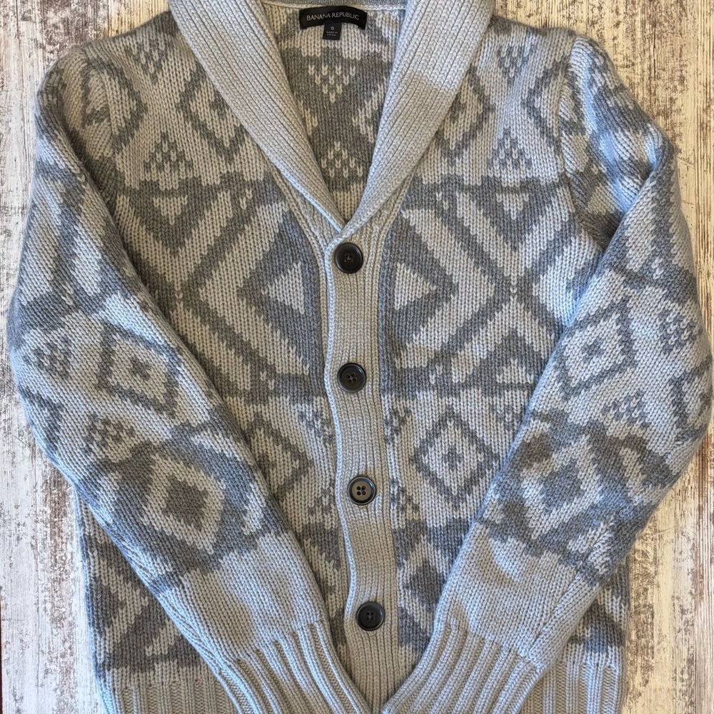Banana Republic Gray Patterned Men's Sweater